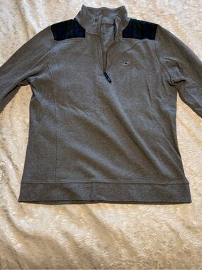 Vineyard Vines Gray Pullover with Navy Logo